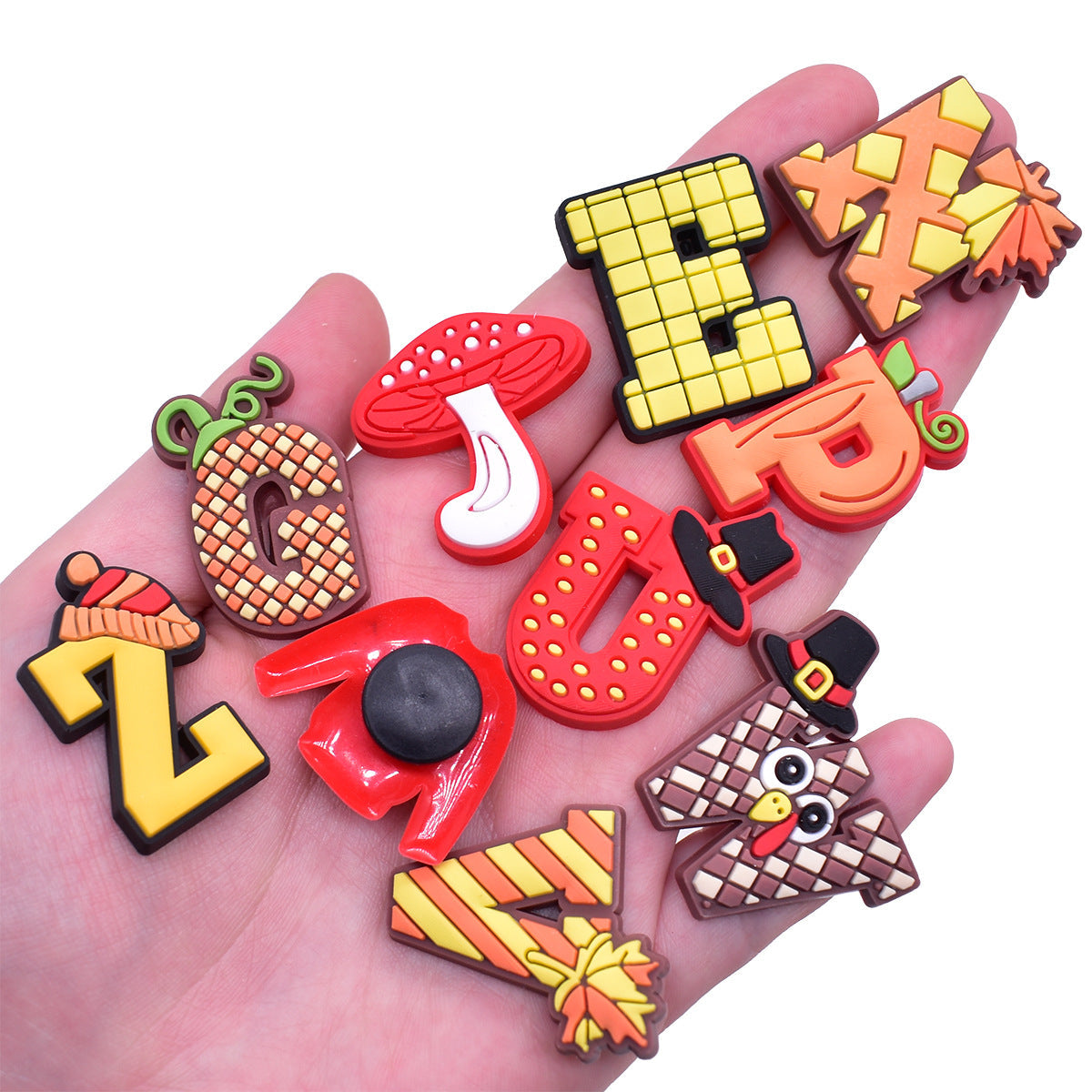 Thanksgiving Day 26pcs A-Z Letter Series Charms - For Crocs Shoes EVA Bogg Bag Accessories