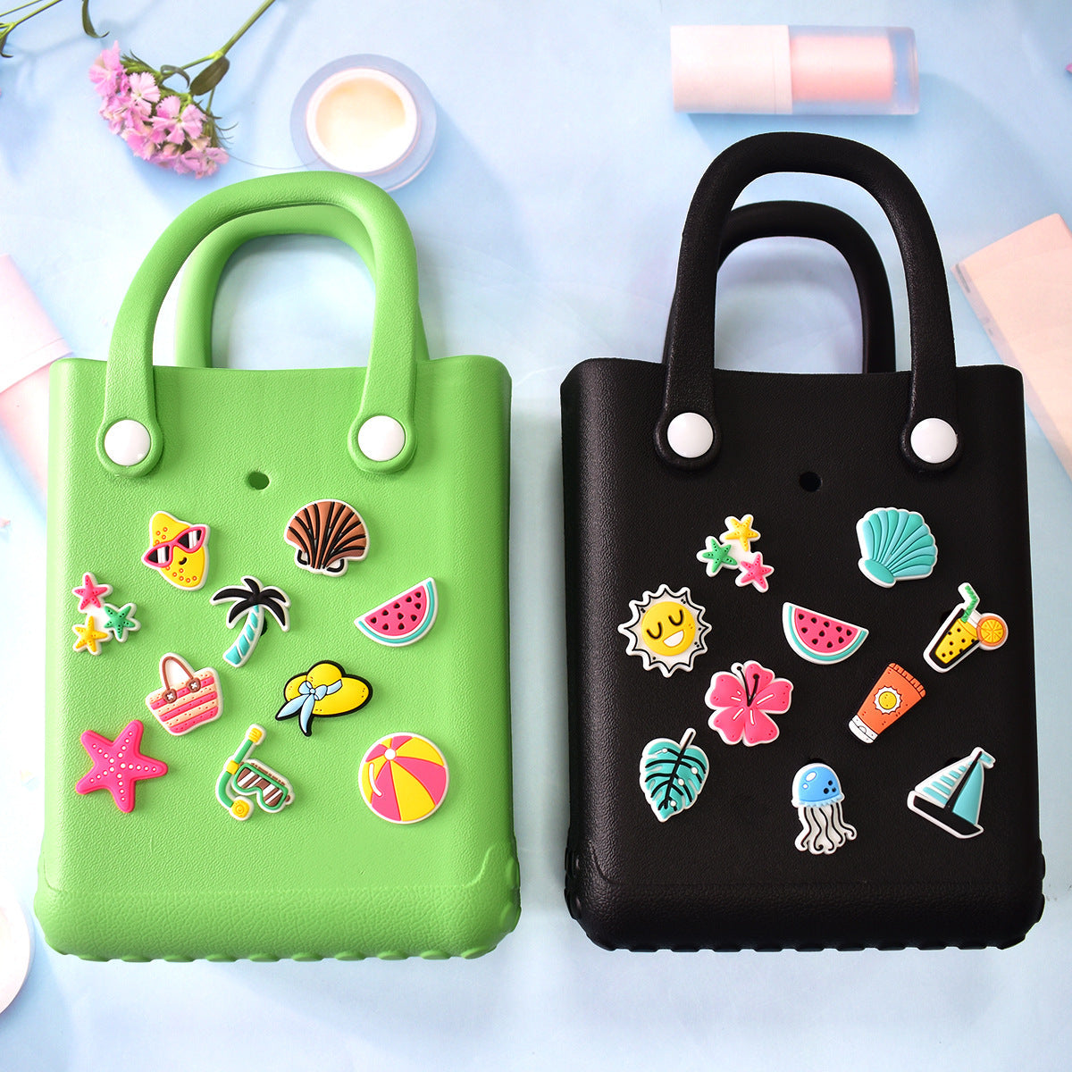 19pcs Summer DIY Ideas Series Charms - For Crocs Shoes EVA Bogg Bag Accessories
