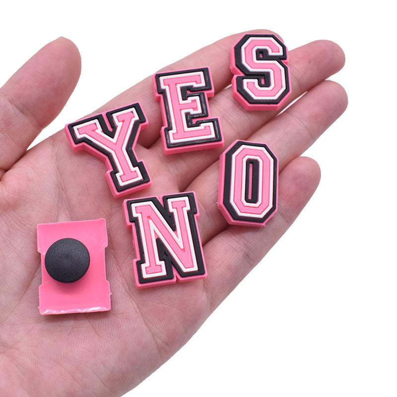 26pcs Pink 0-9 A-Z Letters Series Charms - For Crocs Shoes EVA Bogg Bag Accessories